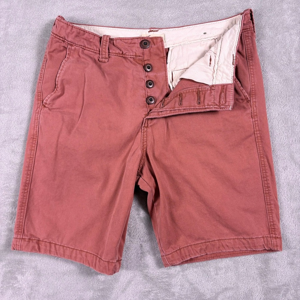Hollister Coastal Preppy Faded Brick Red Button Fly Chino Shorts 30‎ Coastal